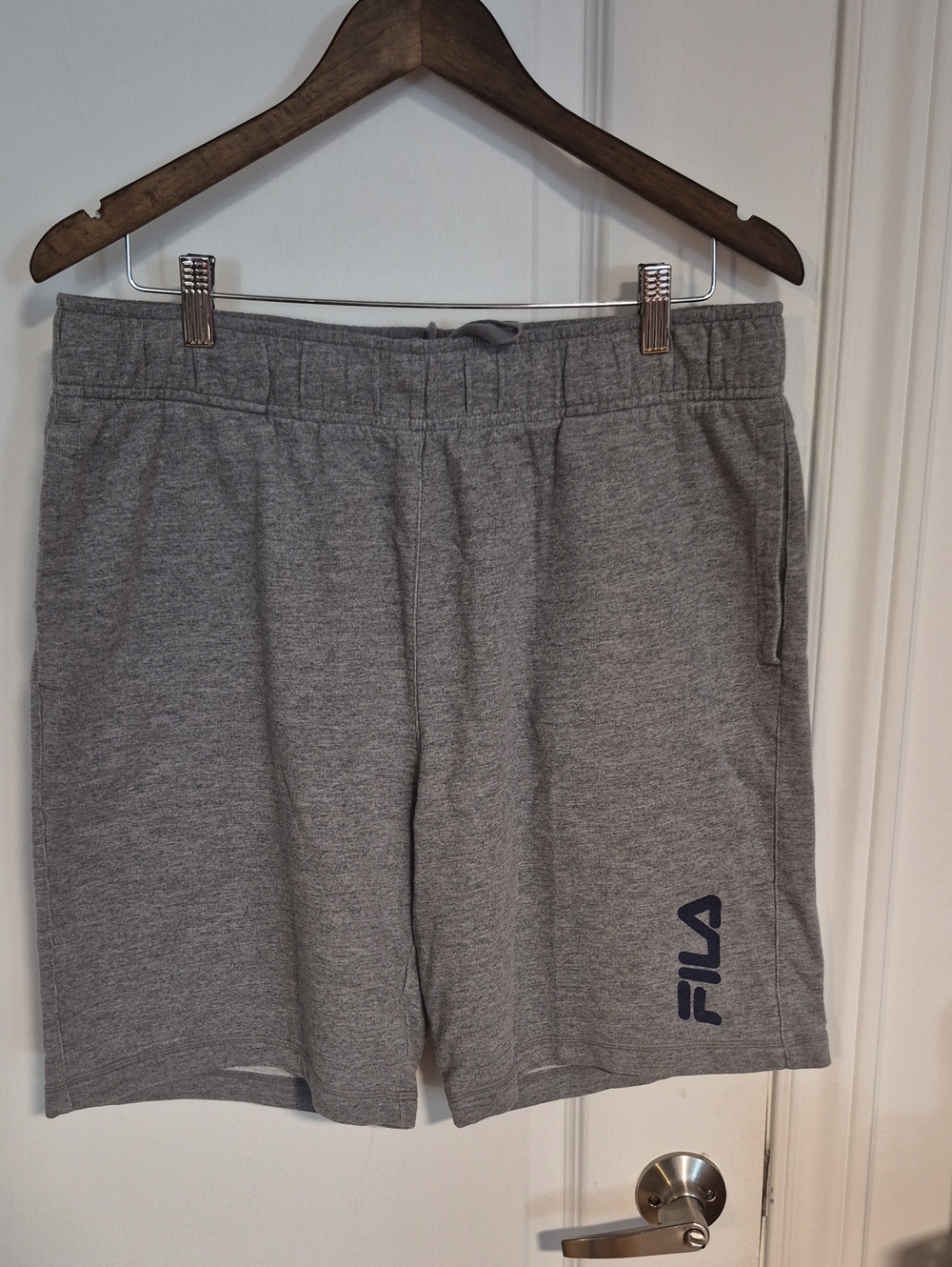 Fila Men's Heather Gray Athletic Shorts with Navy Logo